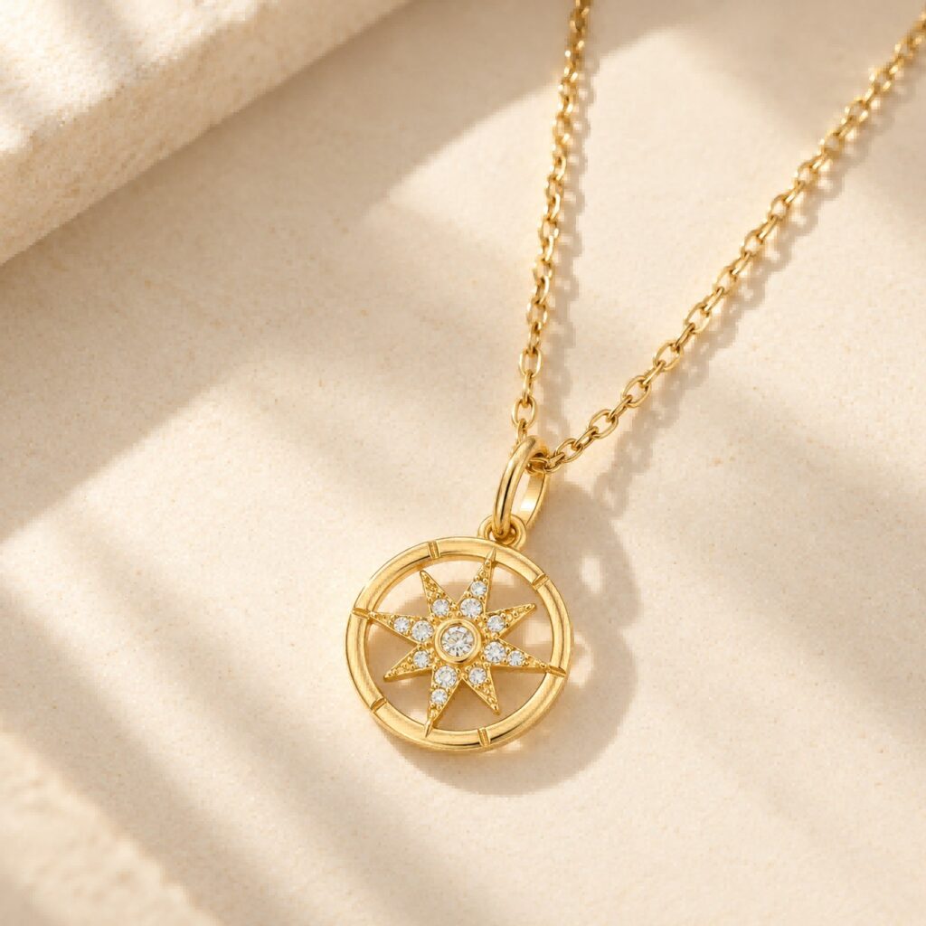 Gold 5A CZ Sun Necklace