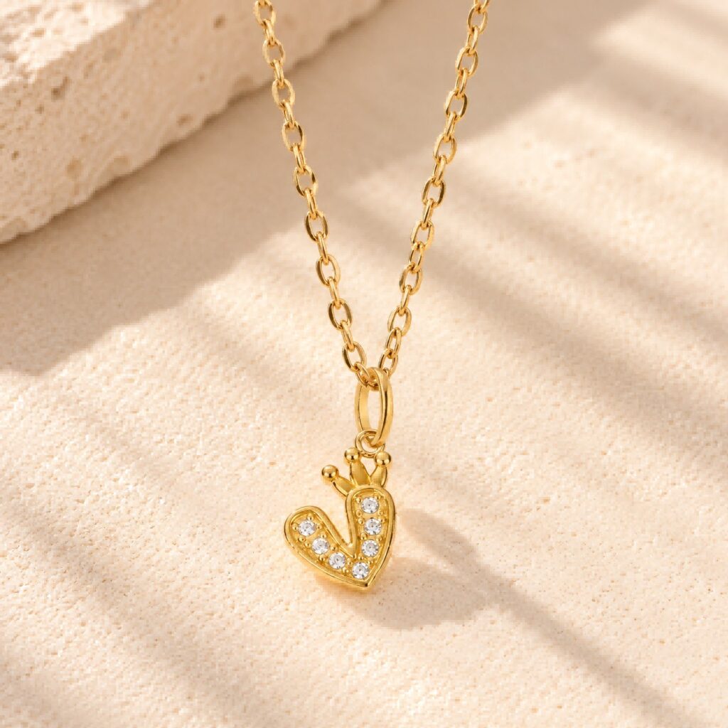 Heart and Crown Necklace